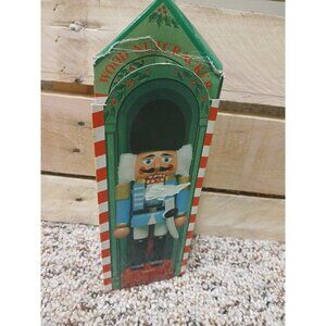 Taiwan 7.5" Wood Nutcracker in Original Box NEVER USED Blue And White!!